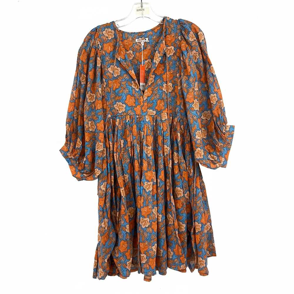 Sundry Blue Floral Mini Dress | 2 Regular Cotton, Made in India